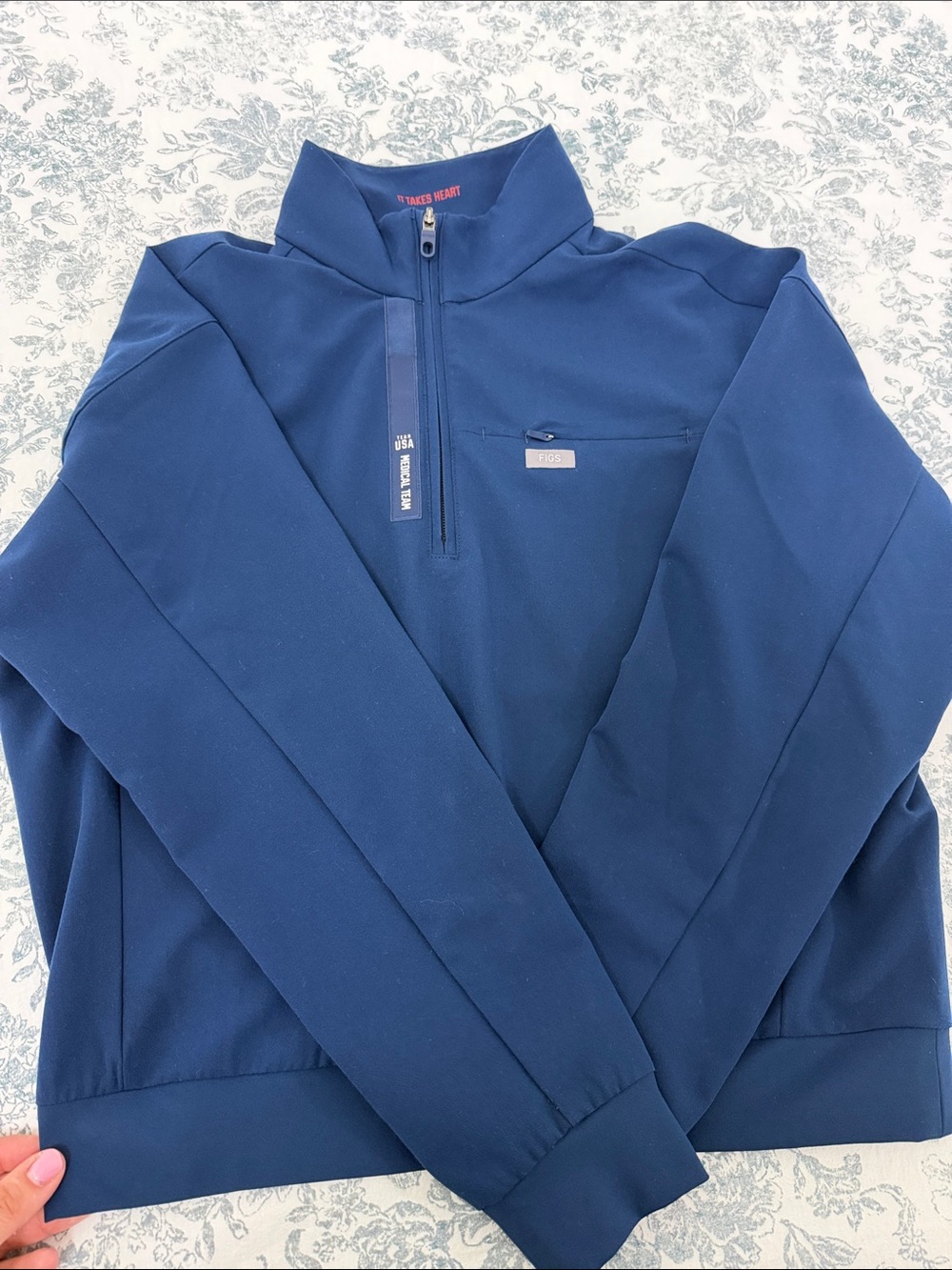 Figs Deep Navy Quarter-Zip Pullover